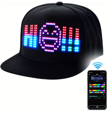 Casquette LED Connectée - affichage personnalisable